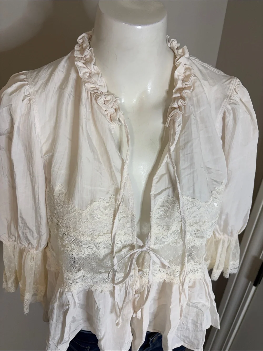 Free People Forever Young Bed Jacket White Alyssum Top Sz XS NEW